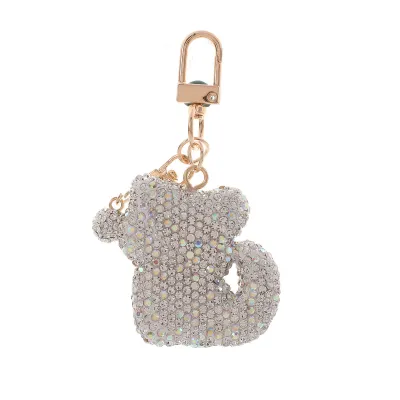 Fashion Creative Cartoon Cute Rhinestone Kitten Bag Keychain