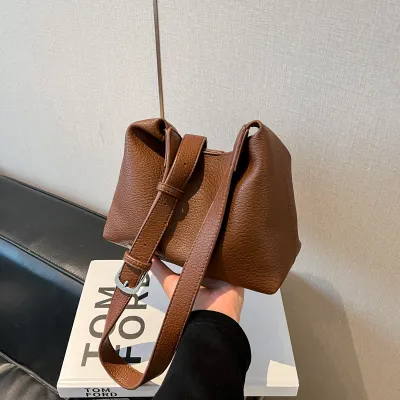 Women Fashion Casual Simple Solid Color PU Crossbody Bag Two-Piece Bag Set with Zipper
