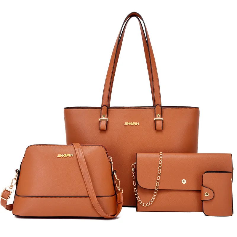 Women's Fashion Retro Solid Color Shoulder Bag Set with Four Bags