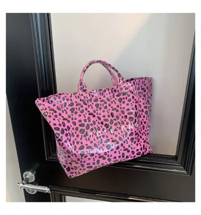 Women Fashion Casual Leopard Large Capacity Handbag Bucket Bag