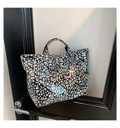 Women Fashion Casual Leopard Large Capacity Handbag Bucket Bag