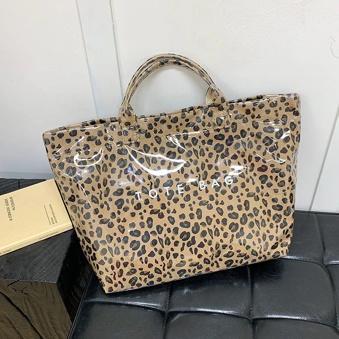 Women Fashion Casual Leopard Large Capacity Handbag Bucket Bag
