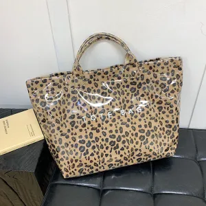 Women Fashion Casual Leopard Large Capacity Handbag Bucket Bag