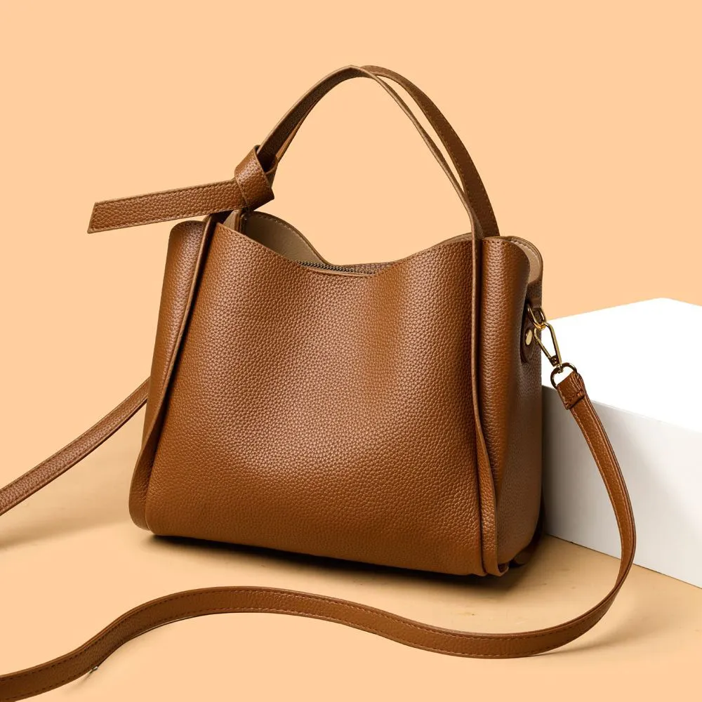 Women Fashion Casual Solid Color Large Capacity Bucket Bag