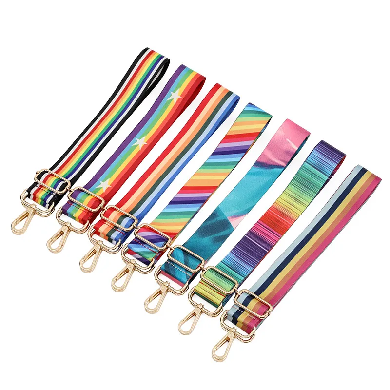 Fashion Rainbow Stripe Bag Shoulder Strap Adjustable Strap Bag Accessories