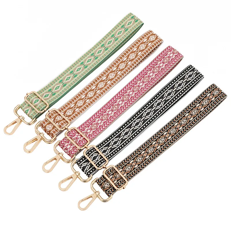 Fashion Ethnic Jacquard Rhombus Bag Shoulder Adjustable Replacement Long Strap Bag Accessories