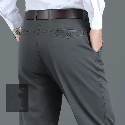 Men's Fashion Casual Summer Solid Color Thin Straight High Waist Business Pants