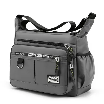 Men's Fashion Casual Large Capacity Multi-Pocket Oxford Cloth Crossbody Bag with Letter Print
