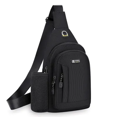 Men's Fashion Casual Water-Repellent Outdoor Chest Bag Oxford Solid Color