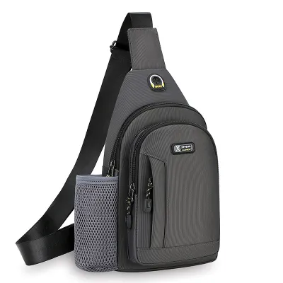 Men's Fashion Casual Water-Repellent Outdoor Chest Bag Oxford Solid Color