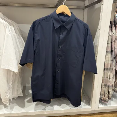 Men's Casual Lapel Short-Sleeve Solid Color Loose Shirt