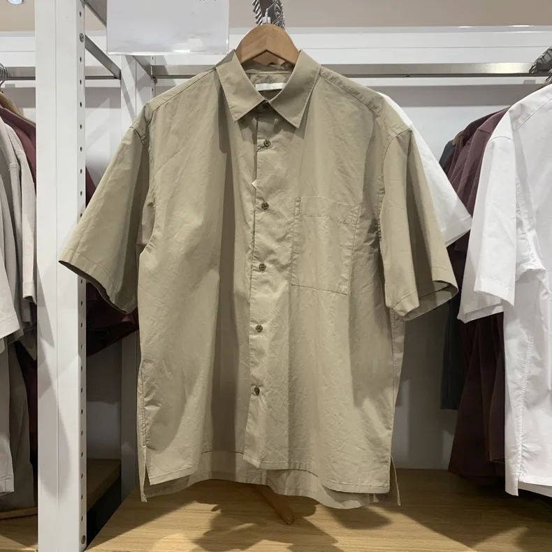 Men's Casual Lapel Short-Sleeve Solid Color Loose Shirt
