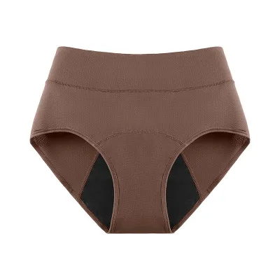 Women Fashion Solid Color 3 Layer Absorbent Cotton Breathable Hole Leak-Proof Period Underwear