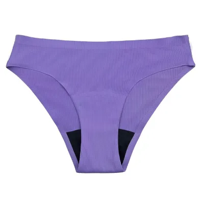 Women Fashion Solid Color Traceless Ice Silk Rib 4 Layer Period Underwear