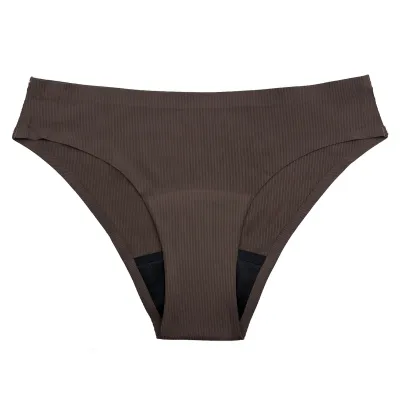 Women Fashion Solid Color Traceless Ice Silk Rib 4 Layer Period Underwear
