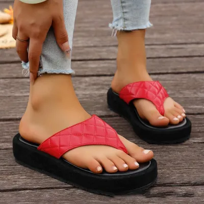 Women's Casual Solid Color Flip-Flops Thick Bottom Slippers Plus Size