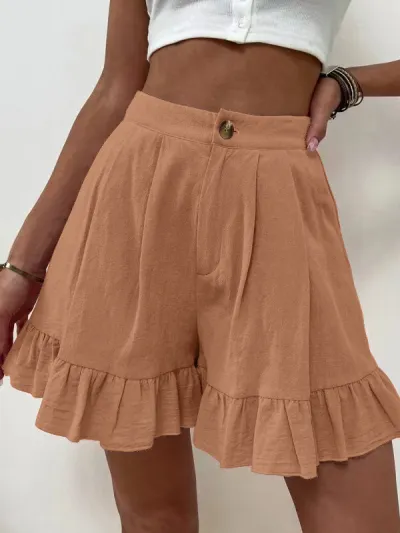 Vacation Women Fashion Casual Summer Solid Color Wide Leg Loose Shorts