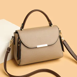 Women Fashion Casual Contrast Color Small Square PU Soft Handbag