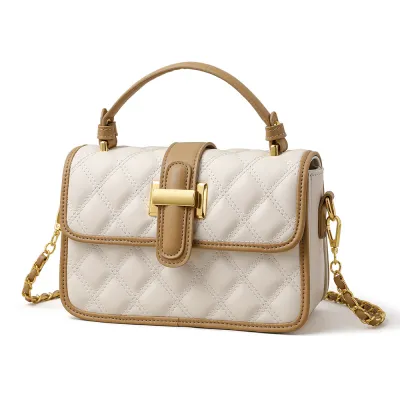 Women Fashion Casual Rhombic Chain Small Square PU Handbag