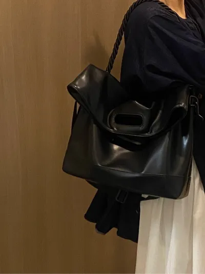 Women Fashion Casual Solid Color Soft PU Leather Large Capacity Shoulder Tote Bag