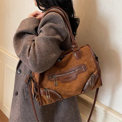 Women Fashion Casual Retro Leopard Large Capacity Shoulder Tote Bag