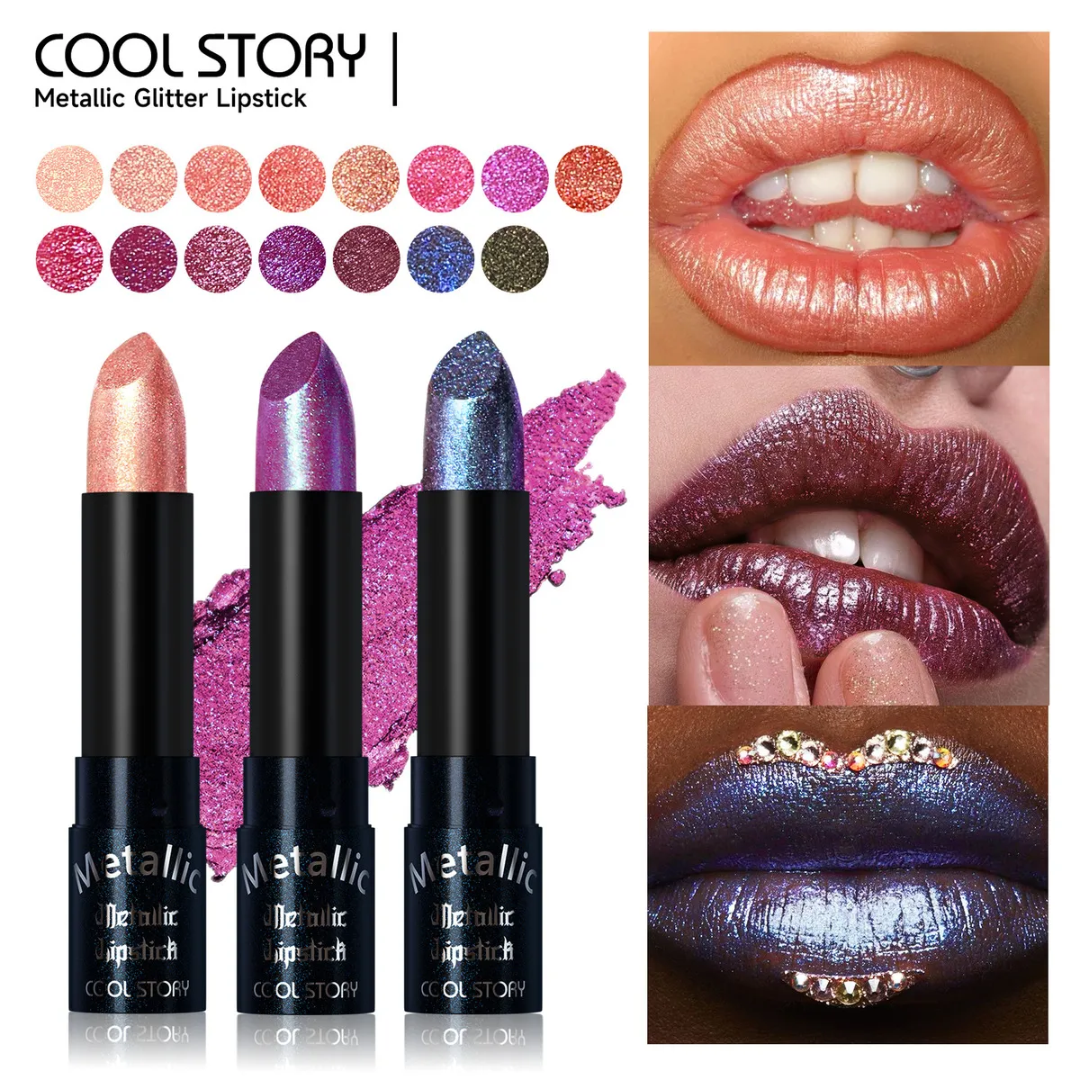 Coolstory Shining Pearlescent Lipstick Enhance Color Natural Three-Dimensional