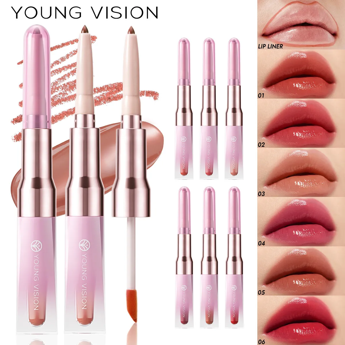 Youngvision Double-Headed Mirror 2-In-1 Multi-Purpose Lip Gloss with Mirror Finish and Natural 3D Effect