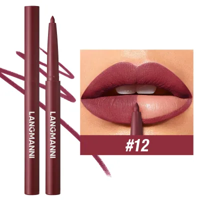 Langmanni Twelve Color Matte Lip Liner Long Lasting Natural Three-Dimensional