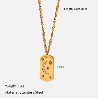Women's Fashion 316L Stainless Steel Rhinestone Teardrop Pendant Necklace