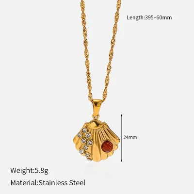 Women's Fashion 316L Stainless Steel Rhinestone Teardrop Pendant Necklace