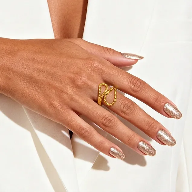 Women Fashion Gold Open 316L Stainless Steel Ring