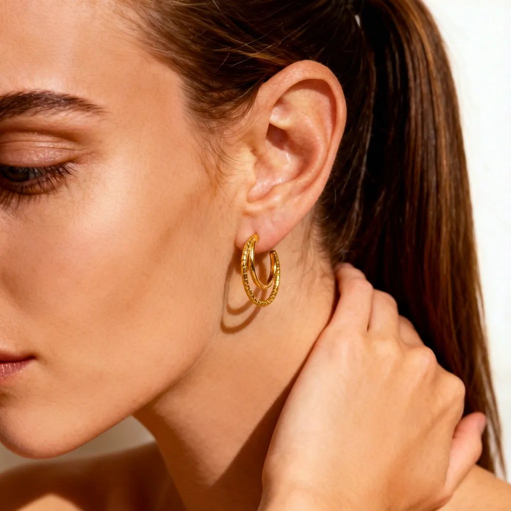 Women Fashion Minimalist Geometric 316L Stainless Steel Earrings Simple Gold