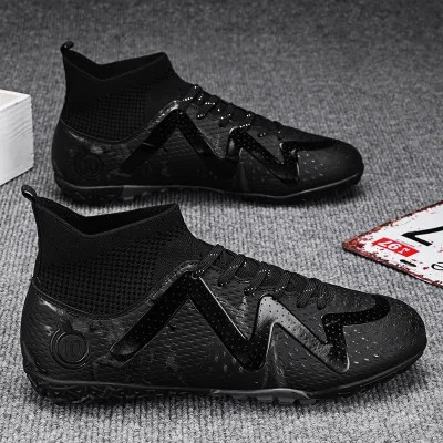Men Fashion Casual Printed High Top Short Stud Soccer Football Shoes