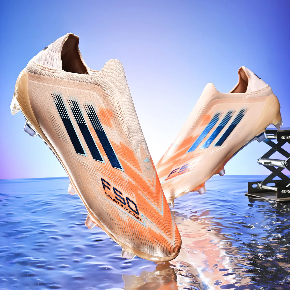 Men Fashion Casual Printed Wear-Resistant Long Stud Soccer Football Shoes