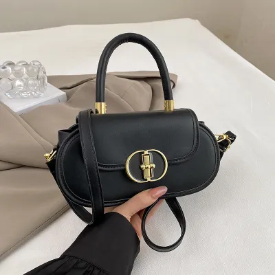 Women Fashion Simple Solid Color Portable PU Small Square Handbag