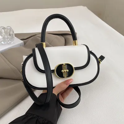 Women Fashion Simple Solid Color Portable PU Small Square Handbag