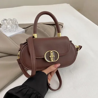 Women Fashion Simple Solid Color Portable PU Small Square Handbag