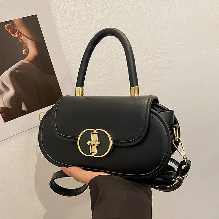 Women Fashion Simple Solid Color Portable PU Small Square Handbag