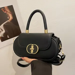 Women Fashion Simple Solid Color Portable PU Small Square Handbag
