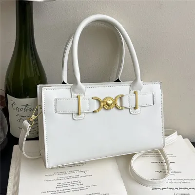 Women Fashion Simple Solid Color Small Square Handbag PU