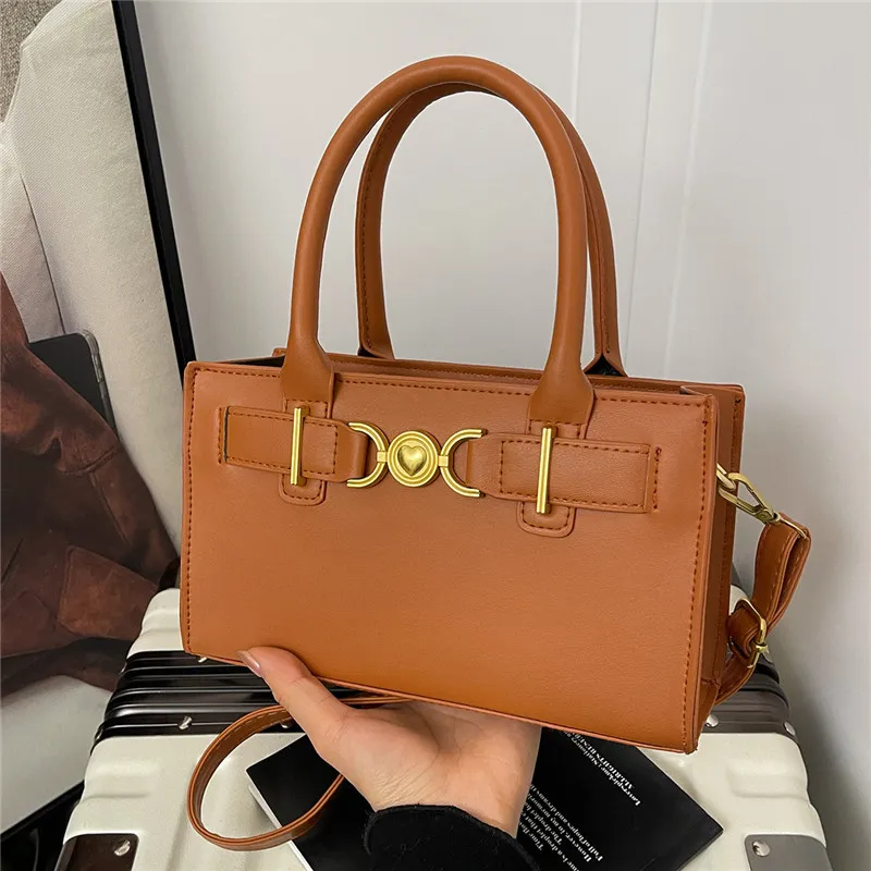 Women Fashion Simple Solid Color Small Square Handbag PU