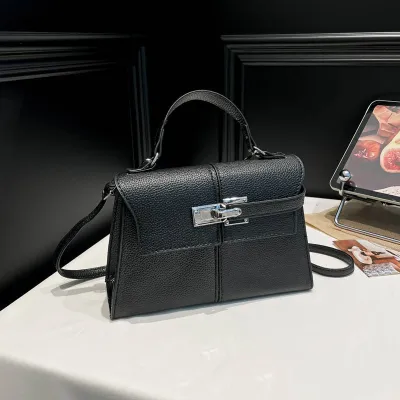 Women Fashion Casual Contrast Color Stitching PU Small Square Handbag