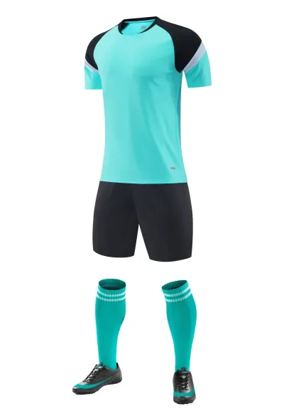 Men Fashion Football Sports Short-Sleeve Shirt Slim Fit Shorts Two-Piece Set