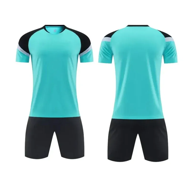 Men Fashion Football Sports Short-Sleeve Shirt Slim Fit Shorts Two-Piece Set