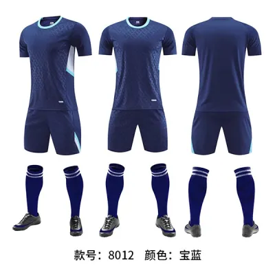 Men Fashion Printed Football Sports Short-Sleeve Shirt Slim Fit Shorts Two-Piece Set