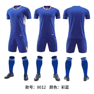 Men Fashion Printed Football Sports Short-Sleeve Shirt Slim Fit Shorts Two-Piece Set