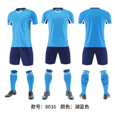 Men Fashion Printed Football Sports Short-Sleeve Shirt Slim Fit Shorts Two-Piece Set