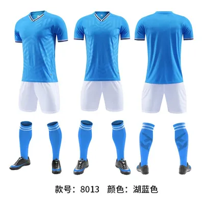 Men Fashion Printed Football Sports Short-Sleeve Shirt Slim Fit Shorts Two-Piece Set