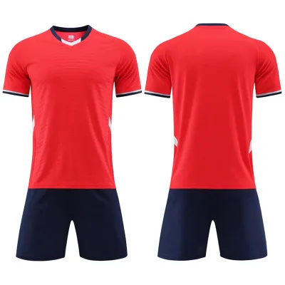 Men Fashion Football Sports Breathable Short-Sleeve Shirt Slim Fit Shorts Two-Piece Set