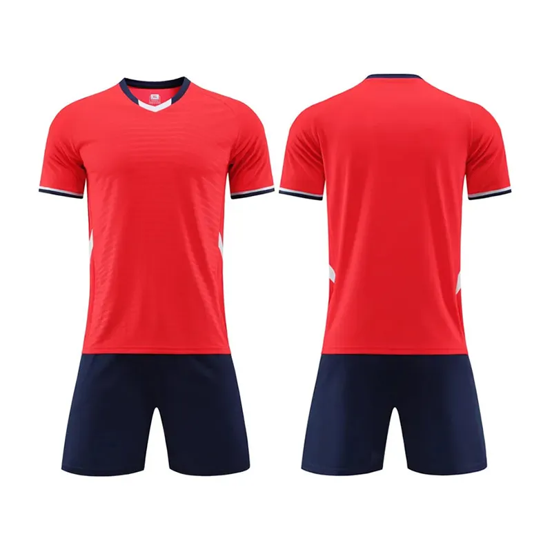 Men Fashion Football Sports Breathable Short-Sleeve Shirt Slim Fit Shorts Two-Piece Set
